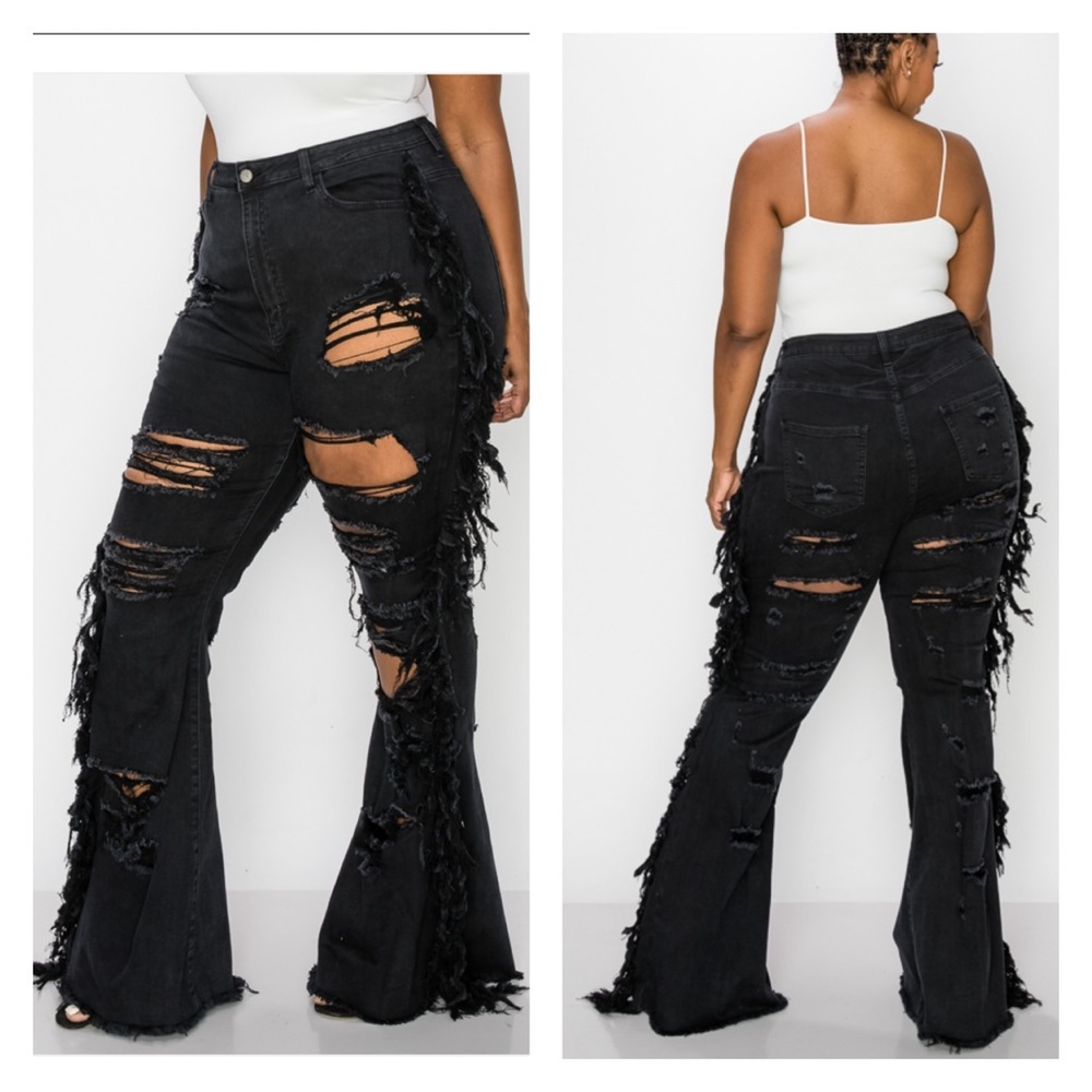 ➕ Side Fringe Flare Jeans